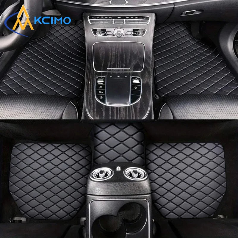 Pu Leather 5pcs Car Floor Mats Universal Waterproof  Front Rear Full Set Auto Rugs Leather Car Carpet  Accessories Interior