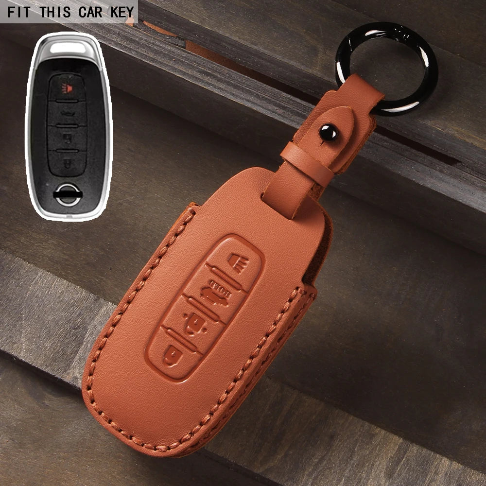 Leather Car Key Case Cover for Nissan Juke 2023 X-trail T33 Qasqhai J12 2022 Ariya Altima Teana2 3 4 5 Buttons