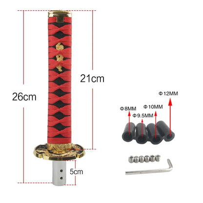 Universal Car Gear Shift Knob Katana Samurai Sword Shift Knob Aluminum Shifter Lever With Adapters Gear Shift Knob 10/15/26cm