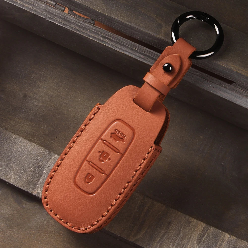 Leather Car Key Case Cover for Nissan Juke 2023 X-trail T33 Qasqhai J12 2022 Ariya Altima Teana2 3 4 5 Buttons