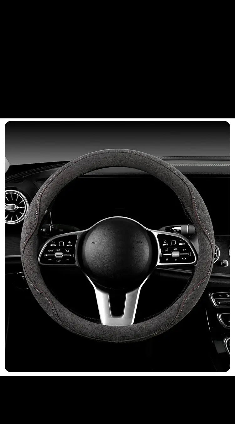 Steering Wheel Cover, Colorful Thread Suede, New Style, Sweat-Absorbent, Non-Slip, Wear-Resistant, Suitable for All Seasons
