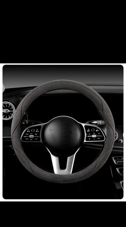 Steering Wheel Cover, Colorful Thread Suede, New Style, Sweat-Absorbent, Non-Slip, Wear-Resistant, Suitable for All Seasons