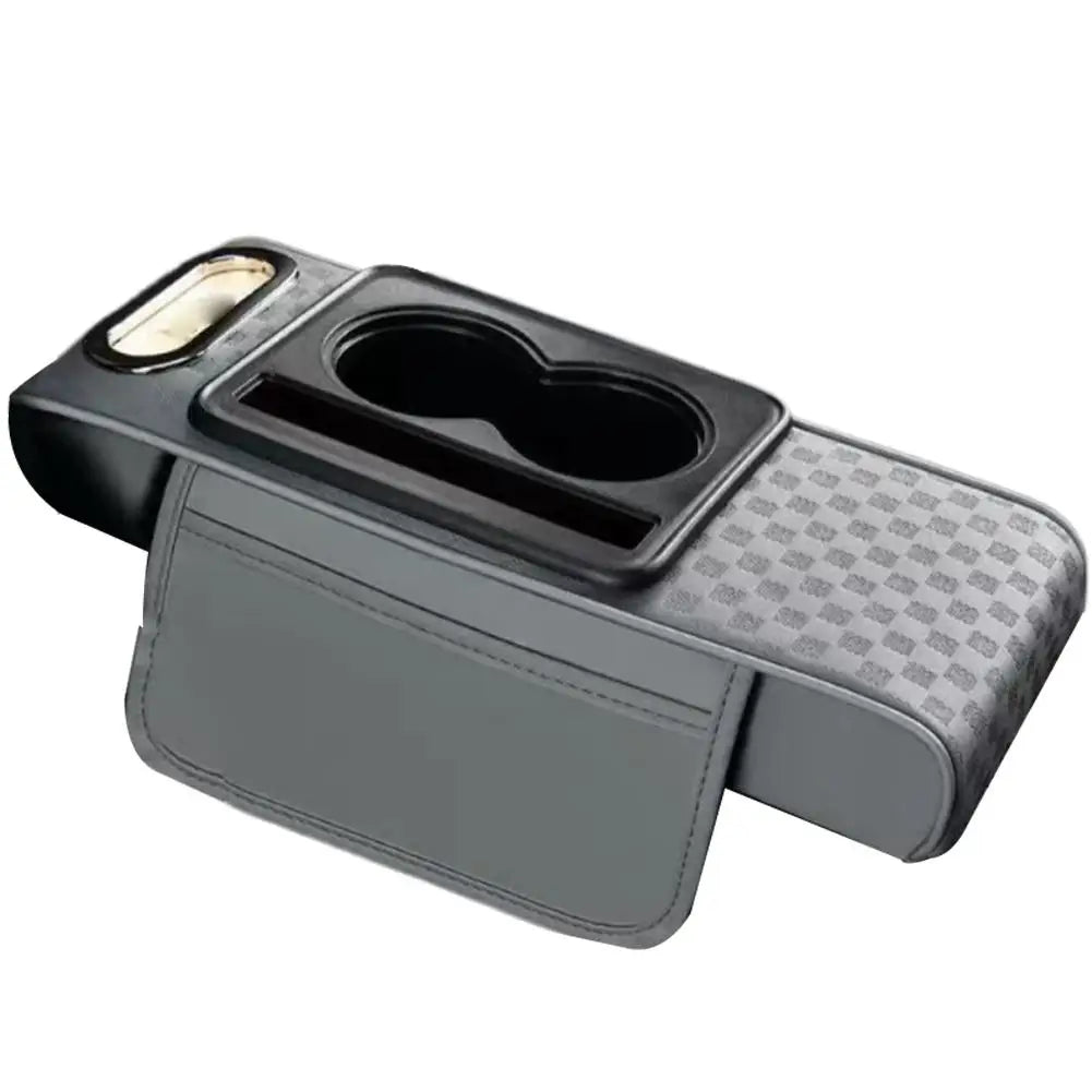 Car Center Console Height Increasing Armrest Cushion Multifunctional PU Leather Armrest Pad with Cup Holder Tissue Box Universal