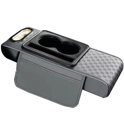 Car Center Console Height Increasing Armrest Cushion Multifunctional PU Leather Armrest Pad with Cup Holder Tissue Box Universal
