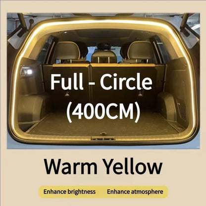 Car Trunk LED Light Strip 400cm/200cm Flexible Interior Ambient Lighting for SUV/MPV Automatic On/Off Hidden Installation