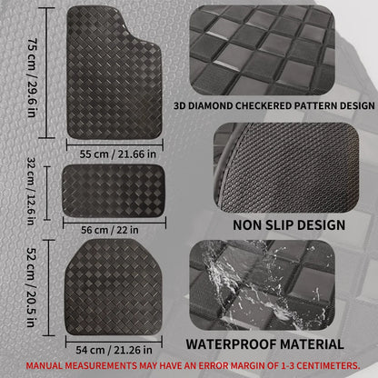 5 Pcs Universal Car Floor Mats Full Set Leather Front & Rear Seat Floor Liners All Weather Non-Slip Carpet Protector