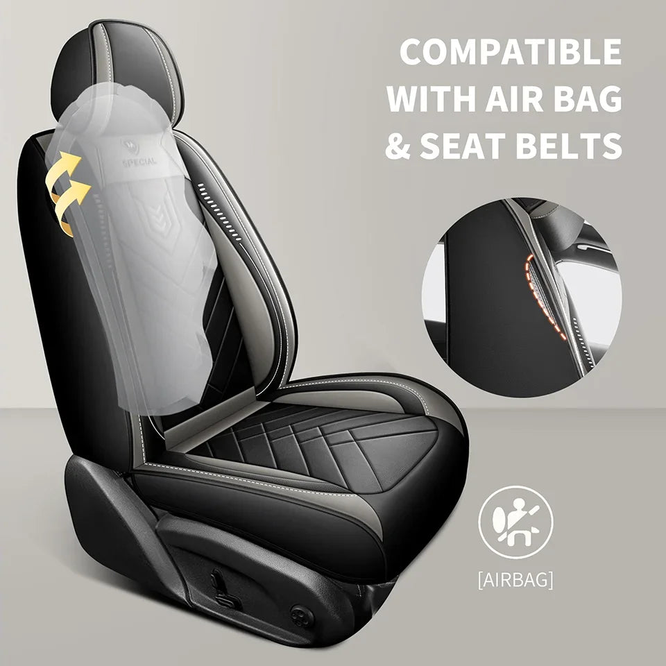 New Upgraded Car Seat Cushion, New Fully Enclosed Car Seat Cover, All Season Universal Small Car Seat Cover, Leather Seat Cover