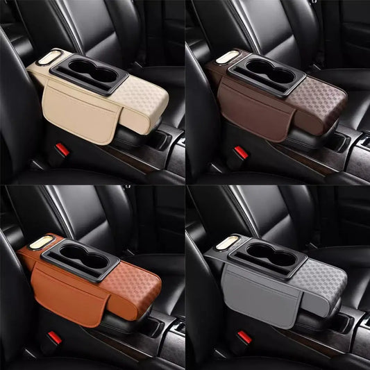 Car Center Console Height Increasing Armrest Cushion Holder with Pad PU Armrest Universal Tissue Box Multifunctional Cup Le V2Y7