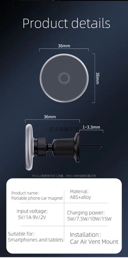 Magnetic Car Phone Holder For Hyundai Accent Solaris 2016 2017 2018 2019 2020 15W Wireless Charging Car Phone Holder Magsafe