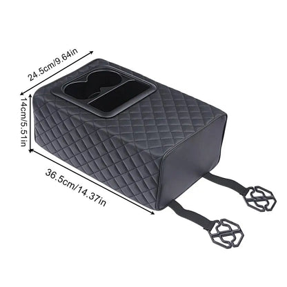 Armrest box booster pad Universal Rear Seat Armrest Console Box with Cup Holders Backseat Center Console with Double Pockets