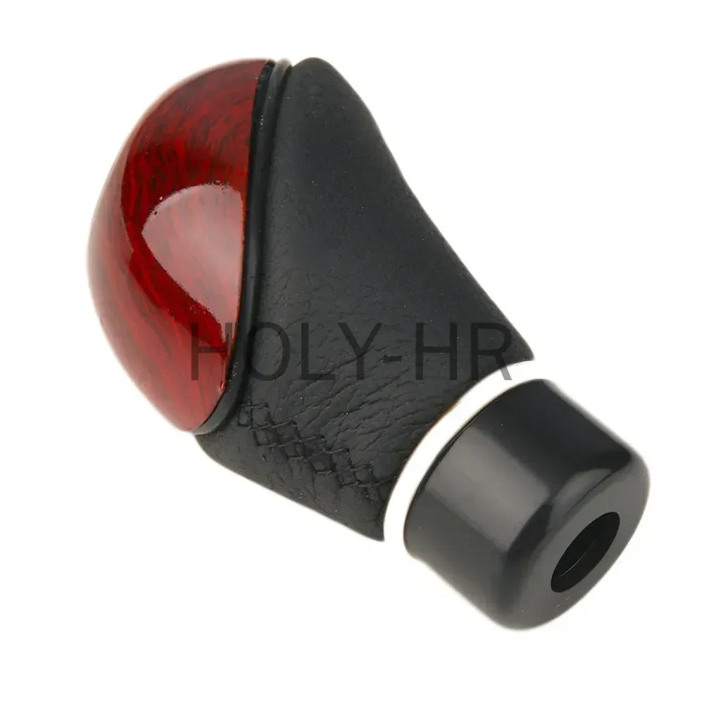 Universal shift knob, 5-speed lever, manual shift knob, car interior made of wood PU leather for cars and trucks