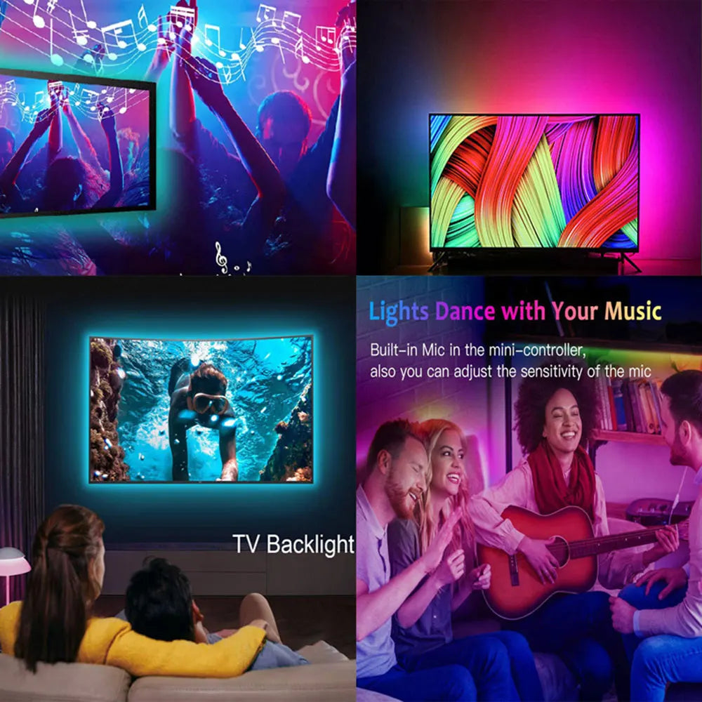 RGB 5050 Led Strip Lights Smart Home TV USB Wall Lamps Ramadan Decoration 2023 Bedroom Closets Aesthetic Room Decor Night Light