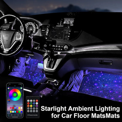 2025 latest illuminated car floor MATS, General Starry Sky car floor MATS, Fiber Starlight car carpet 4-piece set interior modif