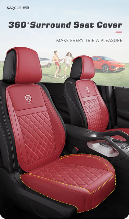 Karcle Nappa Leather Car Seat Cover Surround Bottom Car Seat Cover Full Set Durable Car Seat Protection Cushion Car Accessories