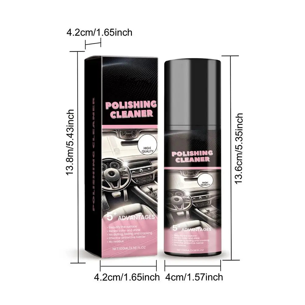 100ml Car Interior Polishing Cleaner Spray, Dashboard & Leather Restorer, UV Protection  Conditioner for Plastic, Vinyl & Rubber
