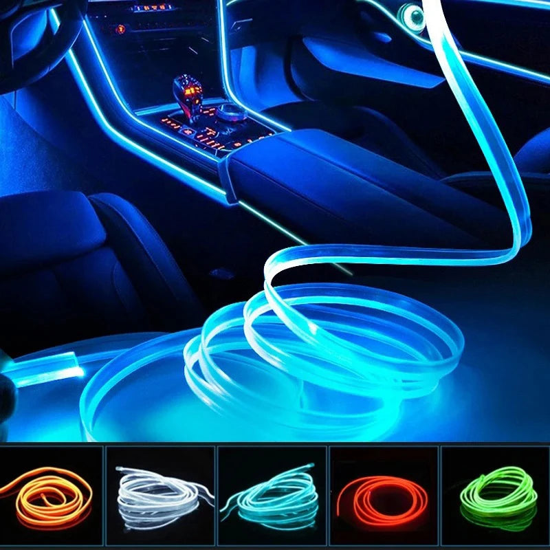 RGB Car Interior LED Light Strip Ambient Neon Invisible Light USB Fiber Optic Atmosphere Lamp Support Control Colorful