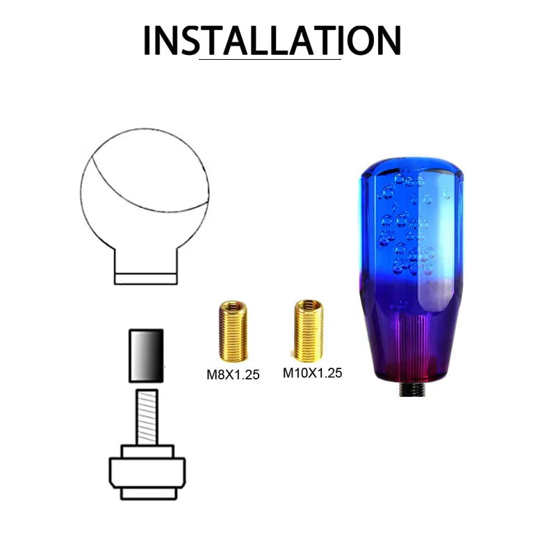 10/15/20cm Blue Purple Shift Knob Crystal Transparent Gear Shift Knob Car Modification Universal Manual Automatic Shift Knob