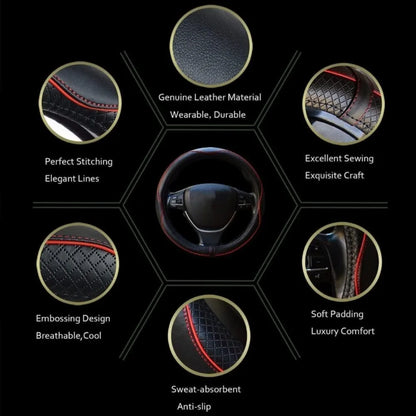 Car Steering Wheel Cover, Anti-Slip, Safety, Soft, Breathable, Heavy Duty, Thick, Full Surround, Sports Style universal use 38cm
