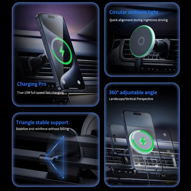 Magnetic Car Phone Holder For Hyundai Accent Solaris 2016 2017 2018 2019 2020 15W Wireless Charging Car Phone Holder Magsafe