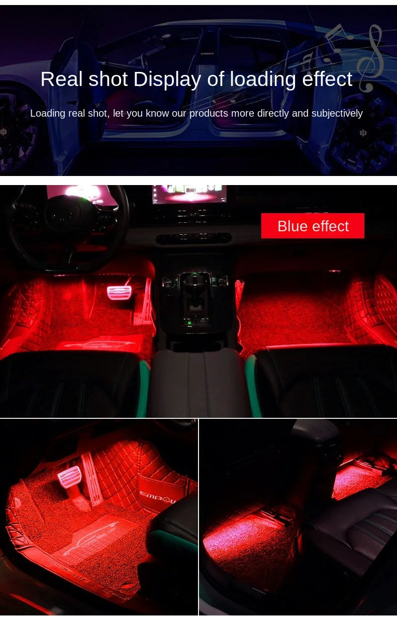 New Neon LED Car Interior Ambient Foot Strip Light Kit Accessories Backlight Remote App Music Control Auto RGB Decorative Lamps