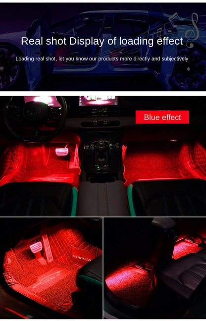 New Neon LED Car Interior Ambient Foot Strip Light Kit Accessories Backlight Remote App Music Control Auto RGB Decorative Lamps