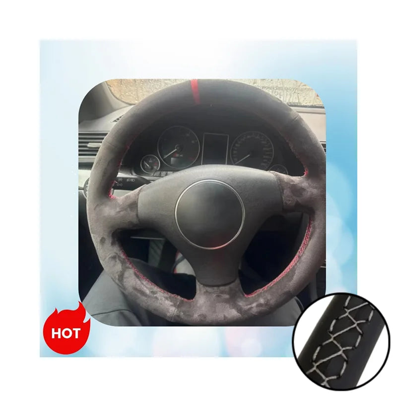 Car Steering Wheel Cover Suede Leather Steering Wrap Cover For Audi A2 8Z A3 8L Sportback A4 B6 Avant A6 C5 A8 D2 TT 8N S3