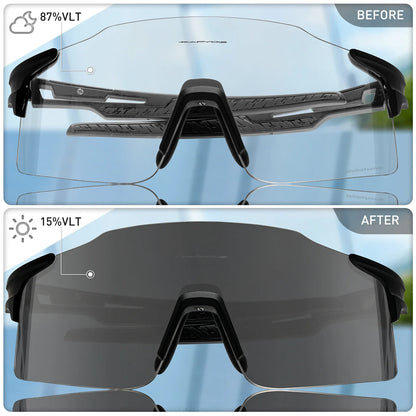 Kapvoe 2026 Photochromic Cycling Sunglasses Rimless Men Running Outdoor Sports Bike Glasses MTB Glasses Eyewear Bicycle Goggles