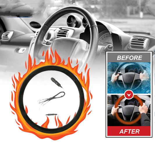 Winter Handle Cover Heated steering Wheel Cover 38cm Universal Warm Suede Car Steering Wheel Cover