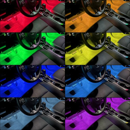 Kit de Fitas de LED RGB para Iluminação Ambiente dos Pés do Carro – Alimentação via USB (Acendedor de Cigarros), Controle e Decoração para o Interior do Veículo