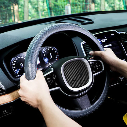 Soft Silicone Steering Wheel Cover Wear-resistant Tire Pattern Car Accessories Auto Protective Decoration Steering Wheel Cover