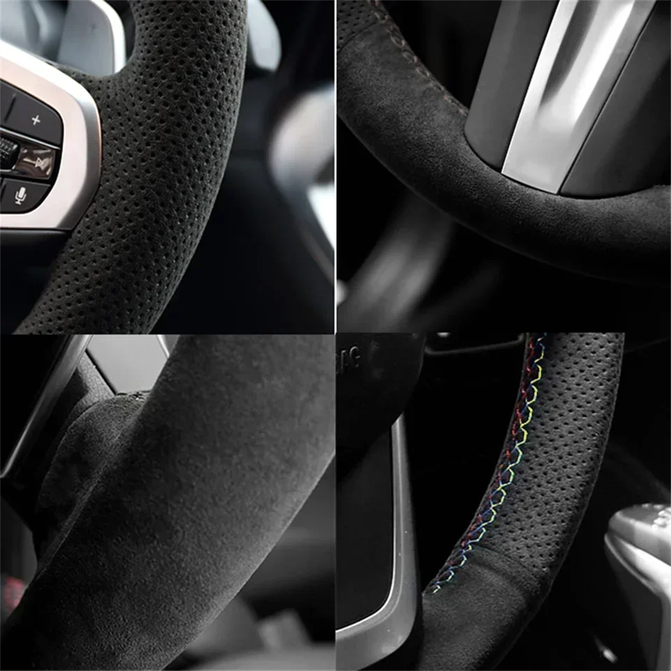 Car Steering Wheel Cover Suede Leather Steering Wrap Cover For Audi A2 8Z A3 8L Sportback A4 B6 Avant A6 C5 A8 D2 TT 8N S3