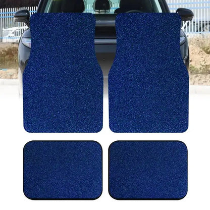 Universal Car Floor Mats Set of 4 Blue Texture Non-Slip Waterproof Auto Carpet Easy Clean Interior Accessory for Sedan SUV