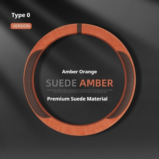 Steering Wheel Cover Suede D Shape Wine Red Four Seasons Breathable Non Slip Sweat Absorbent Comfortable Car Steering Protector