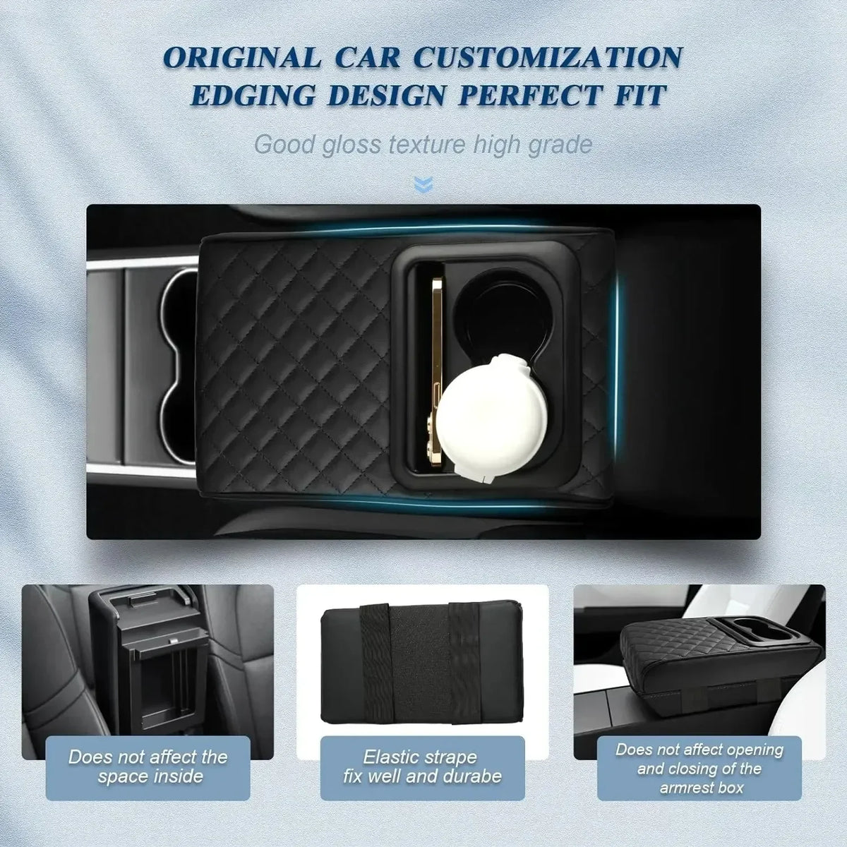 Auto Center Console Armrest Cushion With 2 Cup Holder PU Leather Armrest Pad Portable Car Amrest Pillow Cover Height Pad