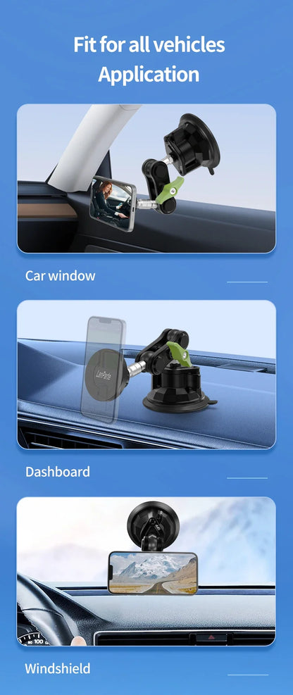 Car Phone Holder Magnetic Mount Strong Sticky Adhesive Suction Cup Dashboard 360 Rotating Anti-Shake for Iphone 16 15 14 13