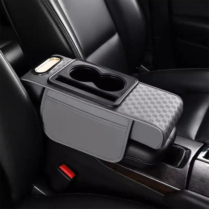 Car Center Console Height Increasing Armrest Cushion Leather Pad Cup Holder Box PU Universal Armrest Tissue with Multifunct Z1K4