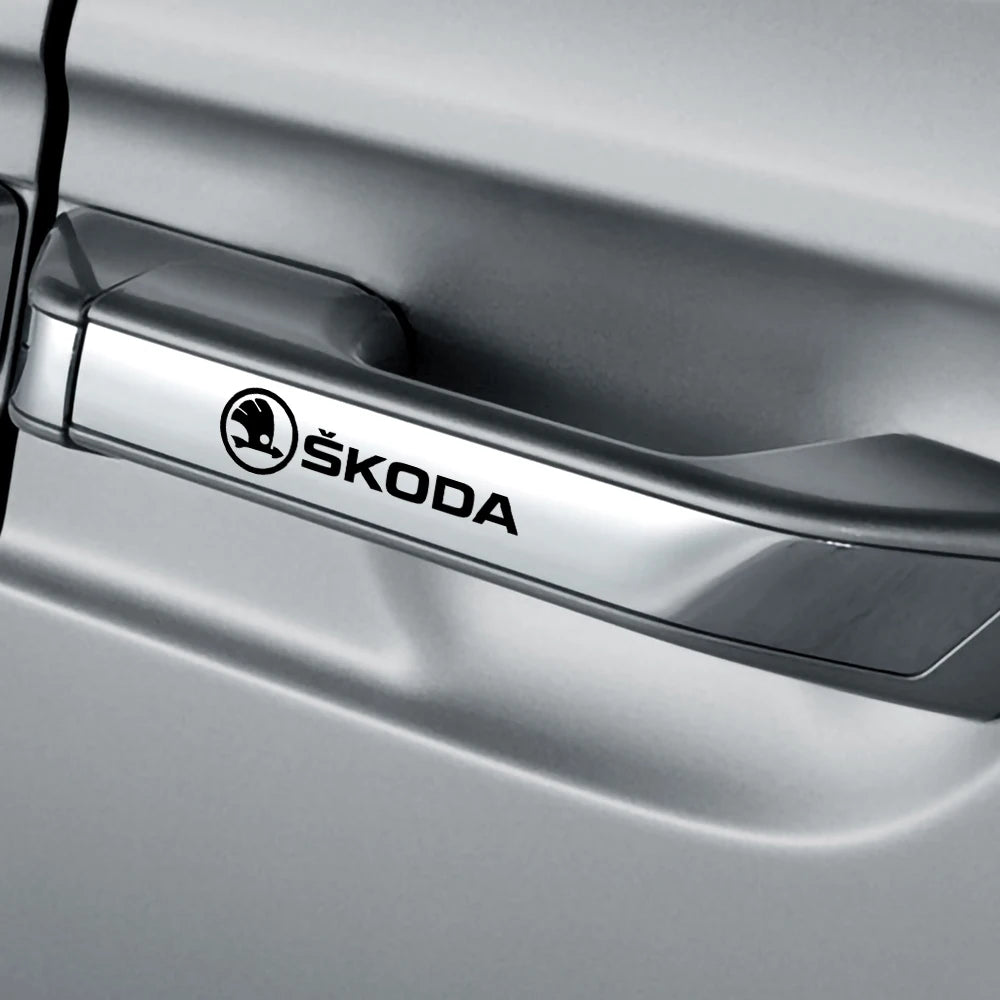 4PCS Car Emblem Exterior Sticker Decal Decoration For Skoda Octavia Rapid Fabia Superb Kodiaq Scala Karoq Kamiq VRS Yeti S VII