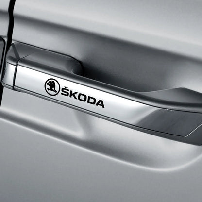 4PCS Car Emblem Exterior Sticker Decal Decoration For Skoda Octavia Rapid Fabia Superb Kodiaq Scala Karoq Kamiq VRS Yeti S VII