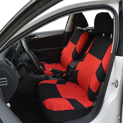 Fashion Front Car Seat Covers Car Accessories Tire Track Embossed Styling Durable Comfortable Fabric Universal Fit For Most Car