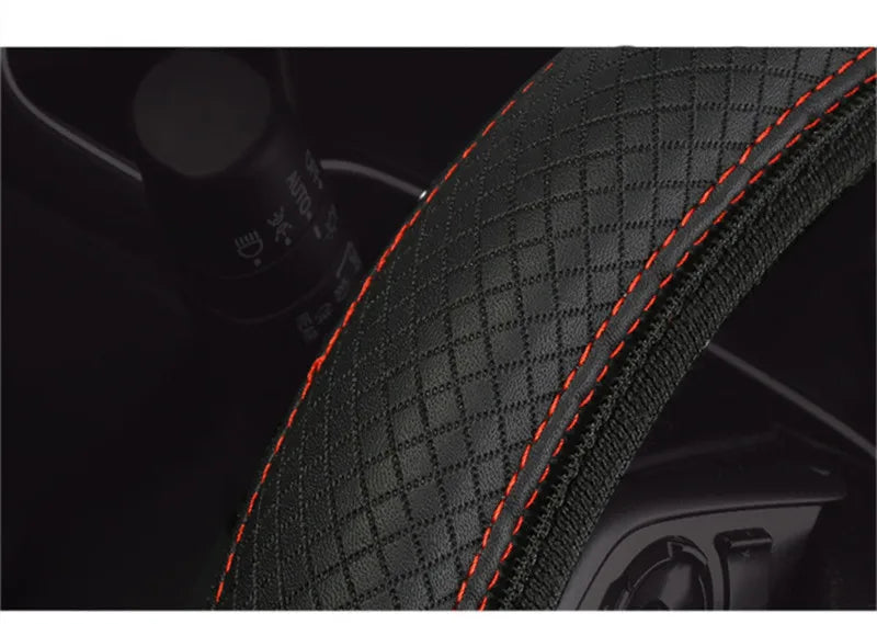 Steering Wheel Cover Breathable Leather Anti Slip PU Leather Steering Covers Universal 37-38cm Car Accessories