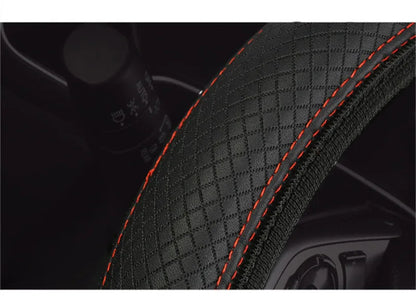 Steering Wheel Cover Breathable Leather Anti Slip PU Leather Steering Covers Universal 37-38cm Car Accessories