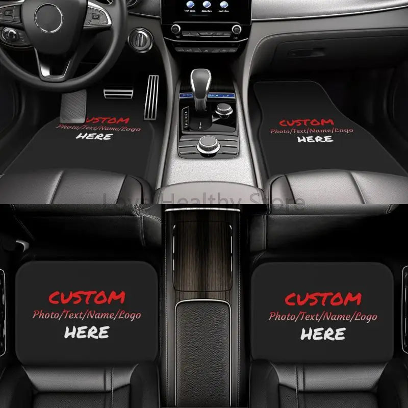 Custom Car Floor Mat Personalized Fit Car Mats with Your Customized Image Name Text 4 Pieces Set Front & Rear Non Slip Foot Mats