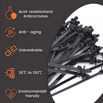 Nylon Push Clip Zip Tie Fastener Universal Car Bumper Fender Retainer Self Locking Nylon Strap Body Trim Repair Accessories