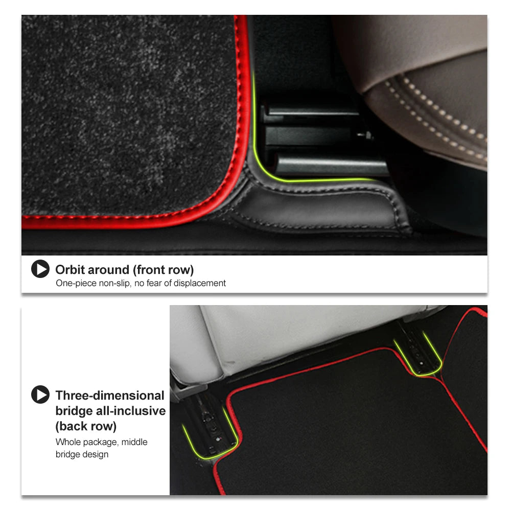 Car Floor Mat For Audi TT 2014–2023 MK3 FV 8S 4seats  Polyester suede Anti Slip black Backing red Binding Trim Edge