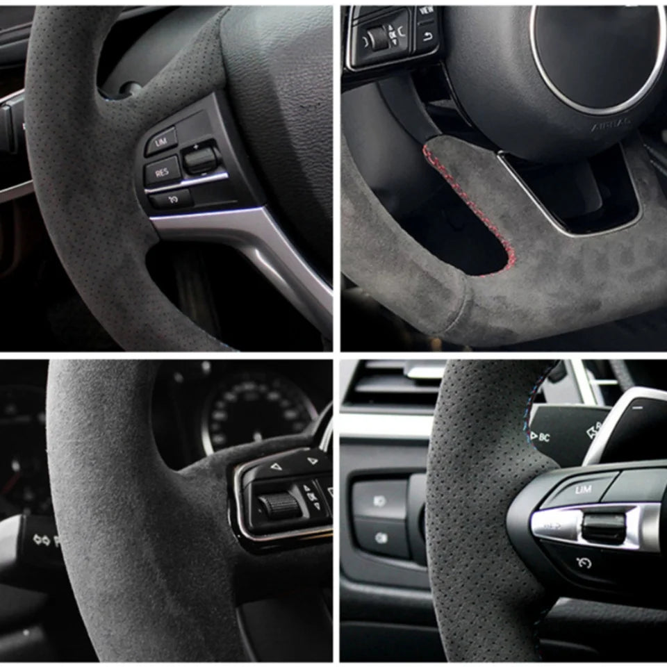 Custom Steering Wheel Cover Suede 100% Fit For Volkswagen VW Golf 7 Mk7 Nieuwe Polo jetta Passat B8 Auto Interior Accessories