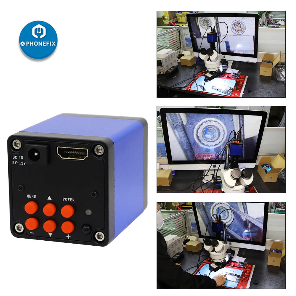 Microscopic Camera Digital Video HDMI Trinocular Microscope Camera 51MP 48MP 38MP VGA HDMI HD USB-C for Phone Electronic Repair