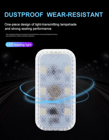 LED Touch Light Mini Wireless Car Interior Lighting Auto Roof Ceiling Reading Lamp for Trunk Storage Box USB Charging