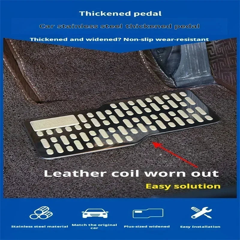 Stainless steel car wear-resistant pedals, thickened foot pedals, driver's cab metal foot pads for anti slip protection tool
