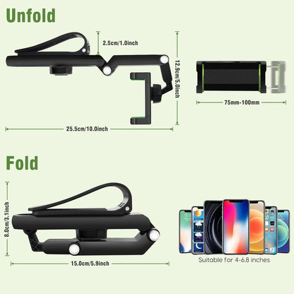 Car Phone Holder - 1080 Multifunction Sun Visor Universal 360 Rotating Cell Phone  Mobile Mount for Vehicle Rear View Mirror