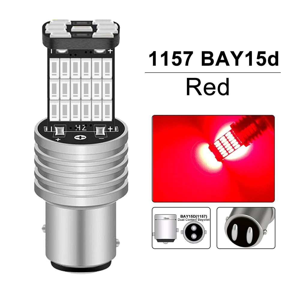 2/4/8 PCS Super Bright 1156 BA15S 1157 BAY15D LED Bulbs 12V 4014-45SMD 6500K White Car Reverse Parking Brake Turn Signal Lights